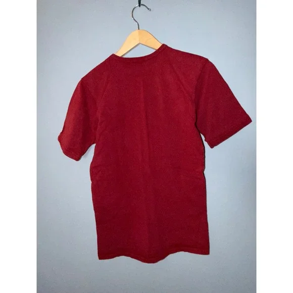 Champion Mens Maroon Burgundy Short Sleeve Script Logo T-Shirt Small - Picture 4 of 5